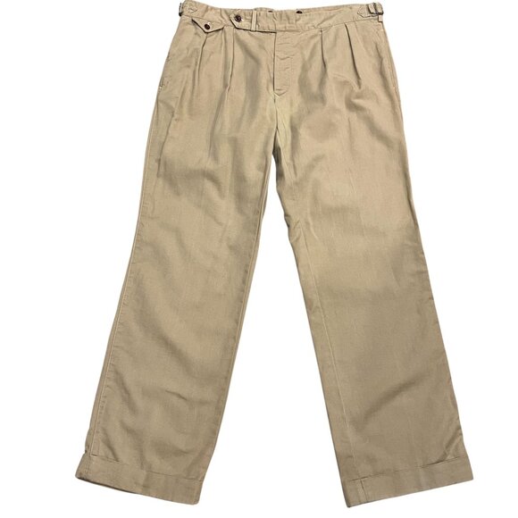 Polo Ralph Lauren Officer Pleated Trousers with Suspender Buttons, Khaki, 38 - Picture 10 of 10
